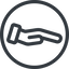 Line, down, normal, circle, horizontal, mirror, healthcare, help, care, gift, hand, giving, giving-hand, love, give icon