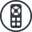 Line, down, normal, circle, remote, control, tv, television, remote-control, remote-control-solid icon