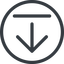 Line, down, normal, circle, upload, uploaded, uploading icon