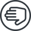 Line, right, normal, solid, circle, horizontal, mirror, hand, stop, fingers icon