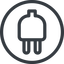 Line, right, normal, circle, electricity, plug, charge, charger, electric, electrics, electrical icon
