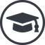 Line, normal, circle, horizontal, mirror, university, hat, graduation, cap, diploma, graduation-cap, degree, college, education, graduated, graduation-cap-solid icon