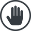 Line, up, normal, solid, circle, horizontal, mirror, hand, stop, fingers, hand-solid icon