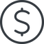 Line, normal, circle, symbol, money, donate, donation, coin, dollar, currency, us, usa icon