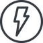 Line, normal, solid, circle, lightning, bolt, electricity, thunder icon