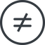 Line, normal, circle, sign, not, symbol, math, mathematics, inequality, mathematical, equal, not-equal, different, maths icon