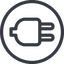 Line, up, normal, circle, electricity, plug, charge, charger, electric, electrics, electrical icon