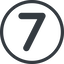 Line, normal, circle, number, font, digit, 7, seven icon