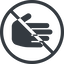 Line, left, normal, solid, circle, horizontal, mirror, prohibited, hand, stop, fingers, hand-solid icon