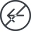 Line, left, circle, arrow, direction, prohibited, arrow-simple icon