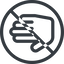 Line, right, normal, solid, circle, horizontal, mirror, prohibited, hand, stop, fingers icon