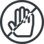 Line, up, normal, solid, circle, horizontal, mirror, prohibited, hand, stop, fingers icon