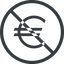 Line, normal, circle, euro, symbol, money, donate, donation, prohibited, euro-symbol, europe, coin icon
