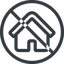 Line, normal, circle, small, home, house, prohibited, home-small icon