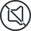 Line, normal, circle, prohibited, speaker, volume, mute, unmute, music, sound, loudspeaker icon