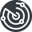 Up, normal, solid, circle, horizontal, mirror, gps, place, radar, localisation, sonar icon