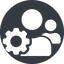 Normal, solid, circle, horizontal, mirror, users, group, setting, cog, team, parameters, users-cog, community icon