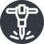 Normal, solid, circle, tool, construction, noise, jackhammer, demolition, concrete, pneumatic, mining, drill, mining-dril, jackhammer-alt icon