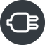 Up, normal, solid, circle, electricity, plug, charge, charger, electric, electrics, electrical icon