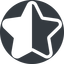 Up, normal, solid, circle, star, rate, rating, half, star-half icon