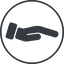 Thin, line, down, circle, horizontal, mirror, healthcare, help, care, gift, hand, giving, giving-hand, love, give, giving-hand-solid icon