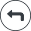 Thin, line, down, circle, sign, confirm, horizontal, mirror, arrow, key, submit, send, return, enter, return-sign-solid, return-sign icon