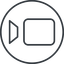 Thin, line, down, circle, youtube, video, camera, film, movie, videocamera, videocamera-thin icon