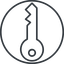 Thin, line, left, circle, horizontal, mirror, unlocked, unlock, locked, lock, key, access, security, key-thin icon