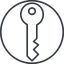 Thin, line, right, circle, horizontal, mirror, unlocked, unlock, locked, lock, key, access, security, key-thin icon