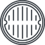 Thin, line, right, circle, manhole, sewer, sewer-manhole, metal, cover, manhole-thin icon