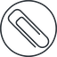Thin, line, right, circle, paper, clip, attachment, paper-clip, paper-clip-alt, paper-clip-alt-thin icon