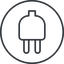Thin, line, right, circle, electricity, plug, charge, charger, electric, plug-thin, electrics, electrical icon