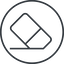 Thin, line, circle, horizontal, mirror, remove, eraser, erase, rubber, eraser-alt-thin, eraser-alt icon