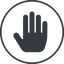 Thin, line, up, solid, circle, horizontal, mirror, hand, stop, fingers, hand-solid icon