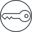 Thin, line, up, circle, horizontal, mirror, unlocked, unlock, locked, lock, key, access, security, key-thin icon