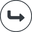 Thin, line, up, circle, sign, confirm, horizontal, mirror, arrow, key, submit, send, return, enter, return-sign-solid, return-sign icon
