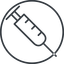 Thin, line, circle, horizontal, mirror, medical, medic, syringe, drug, injection, steroid, clinical, syringe-thin icon