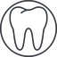 Thin, line, up, solid, circle, horizontal, mirror, cog, medical, health, care, medic, clinical, tooth, molar, dental, dentist, stomatology, teeth, tooth-thin icon