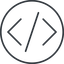 Thin, line, solid, circle, code, html, text, editor, source, source-code, xml, code-thin icon