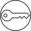 Thin, line, up, circle, unlocked, unlock, locked, lock, key, access, security, key-thin icon