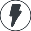 Thin, line, solid, circle, lightning, bolt, electricity, thunder, lightning-solid icon
