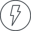 Thin, line, solid, circle, lightning, bolt, electricity, thunder, lightning-thin icon