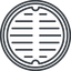 Thin, line, up, circle, manhole, sewer, sewer-manhole, metal, cover, manhole-thin icon