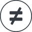 Thin, line, circle, sign, not, symbol, math, mathematics, inequality, mathematical, equal, not-equal, different, not-equal-solid, maths icon