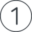 Thin, line, circle, number, font, one, digit, one-thin, 1 icon