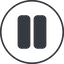 Thin, line, circle, arrow, video, play, mp3, player, pause, pause-solid icon