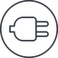 Thin, line, up, circle, electricity, plug, charge, charger, electric, plug-thin, electrics, electrical icon