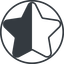 Thin, line, up, circle, star, rate, rating, half, star-half-thin icon