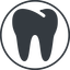 Thin, line, up, solid, circle, cog, medical, health, care, medic, clinical, tooth, molar, dental, dentist, stomatology, teeth, tooth-solid icon