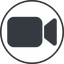 Thin, line, up, circle, youtube, video, camera, film, movie, videocamera, videocamera-solid icon